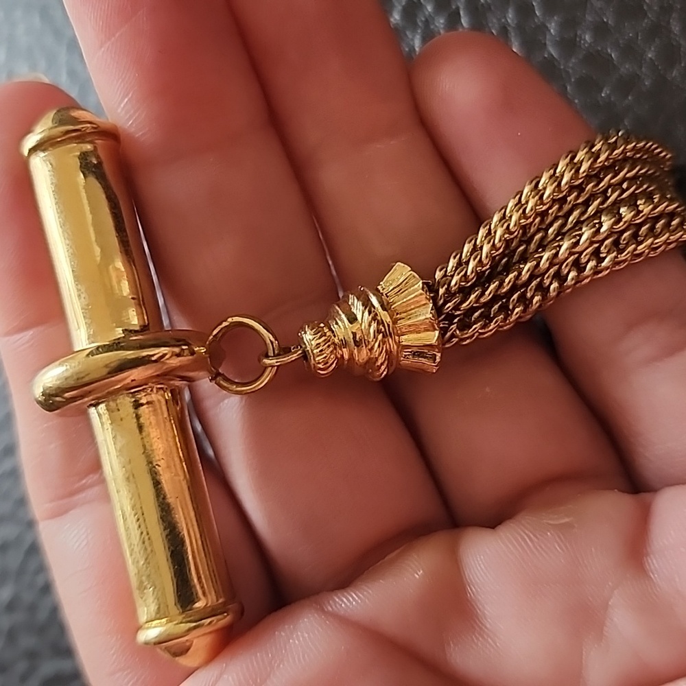 VTG Gold Tassel Brooch - Picture 2 of 7